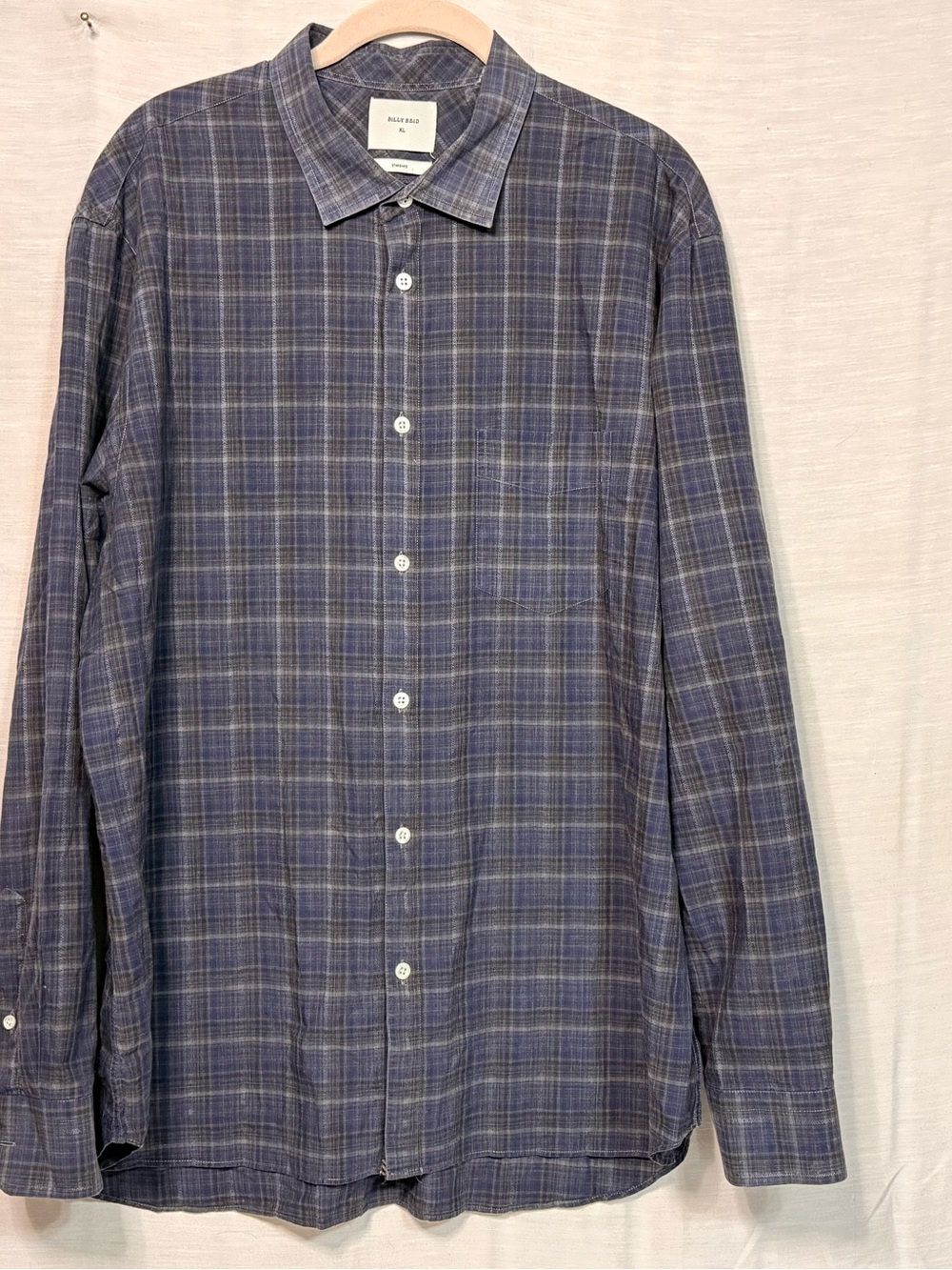 Billy Reid Italian Cotton Plaid Button Down Shirt XL